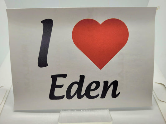 I Love Eden car sticker
